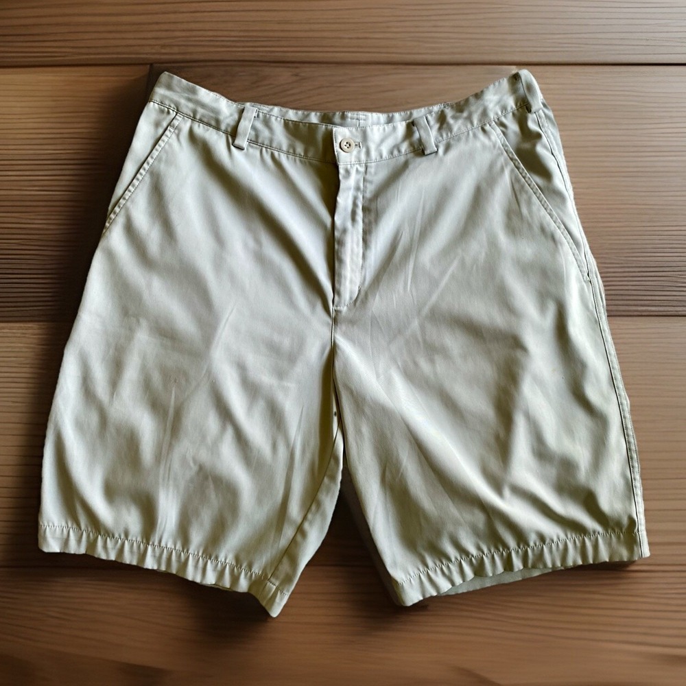 Nike Golf Shorts Men 33 Tan Dri Fit Pockets 11" inseam Poly/spandex